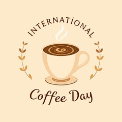 Coffee International Day cup typography, vector art illustration.