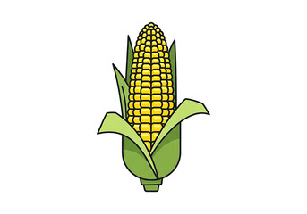 Obraz premium A simple, stylized illustration depicts a corn cob against a black backdrop.