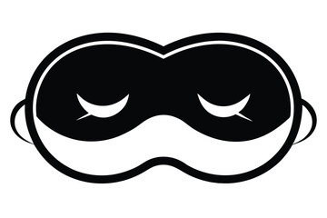 Black Cartoon Bandit Mask Silhouette Icon with Closed Crescent Moon Eyes Symbolism