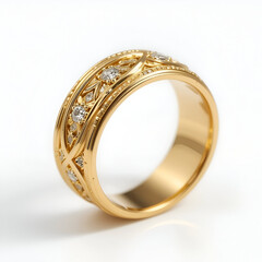 gold ring with diamonds isolated