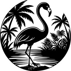 Fototapeta premium Elegant Black and White Flamingo Lagoon Art
