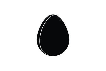 A black egg shape with a white highlight on a plain white background silhouette