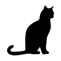 Elegant feline silhouette in a seated posture, a study in minimalist design