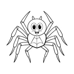 A spider vector coloring page featuring a detailed, outlined spider with web elements, perfect for kids and adults to enjoy creative coloring and learn about nature.
