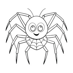 A spider vector coloring page featuring a detailed, outlined spider with web elements, perfect for kids and adults to enjoy creative coloring and learn about nature.
