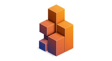 Obraz premium Abstract Isometric Cubes: Warm Gradient, Modern Design, Growth Concept