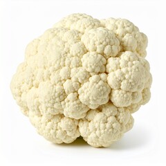 Cauliflower Heads on Isolated White Background – White Cruciferous Vegetable with Compact Curds and Studio Lighting
