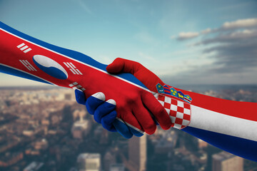Shaking hands North Korea and_Croatia