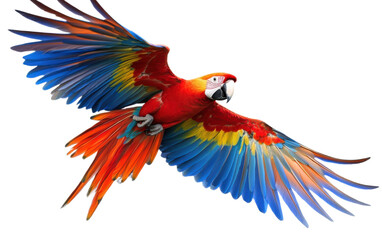 Fototapeta premium Colorful flying Scarlet Macaw on white background,png