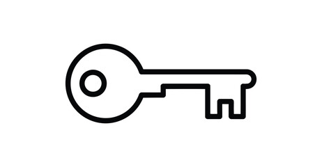  Black key silhouette with circular bow and notched blade—minimalist symbol of access, security, unlocking, privacy, and digital protection