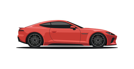 Red sports car side view illustration with aerodynamic design, alloy wheels, and tinted windows—symbol of speed, luxury, and performance