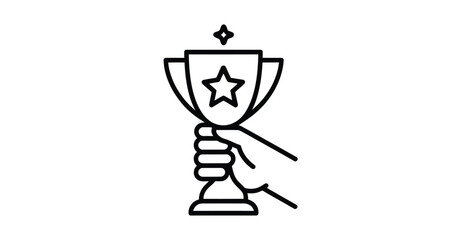 Obraz premium Hand holding trophy with star icon and sparkle—symbol of achievement, recognition, excellence, victory, and award-winning success