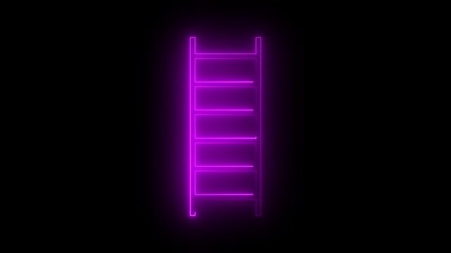 Glowing neon pink line Railway, railroad track icon Isolated on black background. 4K Video motion graphic animation.