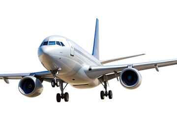 Obraz premium A commercial airplane isolated on transparent background, showcasing its design and engineering for passenger travel and air transportation