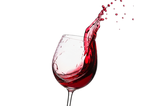 Dynamic red wine splash in glass captures moment of elegance and celebration for beverage enthusiasts transparent background