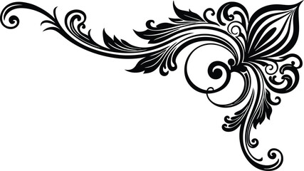 Vector art of black decorative flourish corner element