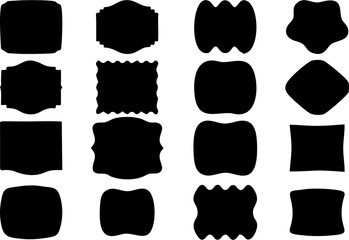 Blank black labels, Badge and stickers with white background. Price tag, quality tag design elements to reuse on media and web.