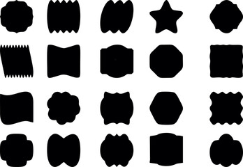 Blank black labels, Badge and stickers with white background. Price tag, quality tag design elements to reuse on media and web.