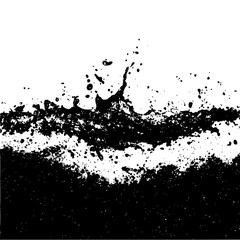 Black ink splash vector design element for grunge texture background and abstract liquid illustration art