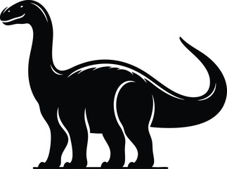 Long Neck brontosaurus dinosaur silhouette vector illustration isolated on white background