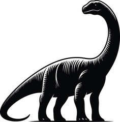 Long Neck brontosaurus dinosaur silhouette vector illustration isolated on white background © Md Hasan