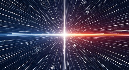 Fototapeta premium An Intriguing Visualization of a Cosmic Journey Through Space and Time with Vibrant Color Dynamics Representing Galaxies and Light