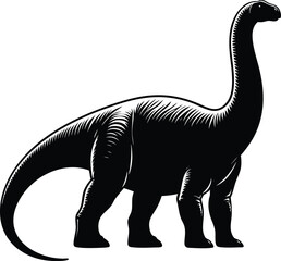 Long Neck brontosaurus dinosaur silhouette vector illustration isolated on white background © Md Hasan