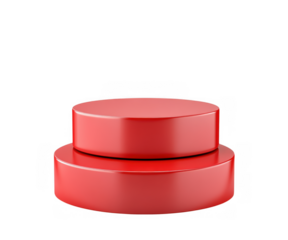 Two stacked red cylindrical objects on a transparent background isolated on transparent background