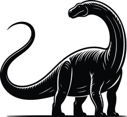 Long Neck brontosaurus dinosaur silhouette vector illustration isolated on white background