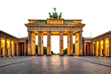 Brandenburg gate isolated on transparent background, a historic landmark in berlin, germany, showcasing its stunning architecture and cultural significance
