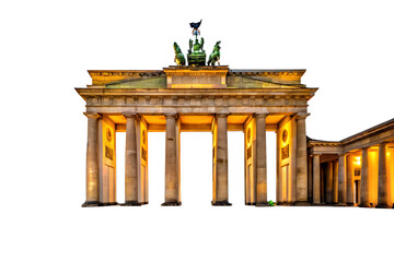 Fototapeta premium Brandenburg gate isolated on transparent background, a historic landmark in berlin, germany, showcasing its stunning architecture and cultural significance