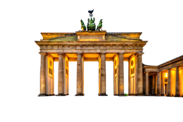 Brandenburg gate isolated on transparent background, a historic landmark in berlin, germany, showcasing its stunning architecture and cultural significance