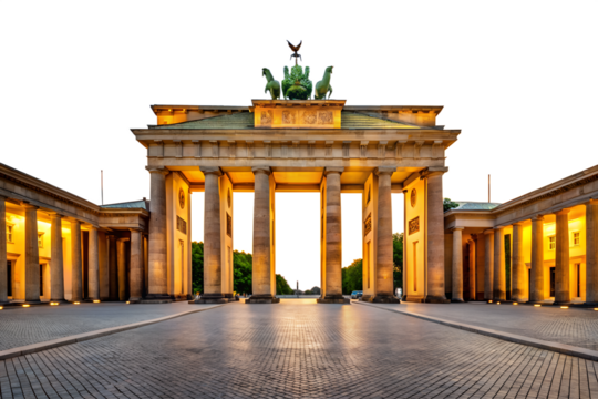 Brandenburg gate isolated on transparent background, a historic landmark in berlin, germany, showcasing its stunning architecture and cultural significance