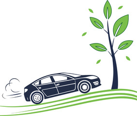 Shiny silver eco sports car concept design illustration showing a classic luxury automobile vehicle with powerful wheels