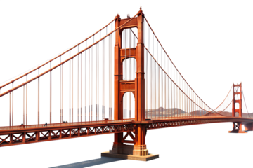 Golden gate bridge, san francisco, california, isolated on transparent background, a famous landmark and iconic symbol of the united states of america