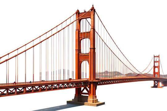 Golden gate bridge, san francisco, california, isolated on transparent background, a famous landmark and iconic symbol of the united states of america