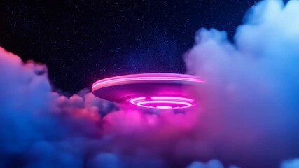 Neon disc veils through cosmic clouds - Powered by Adobe