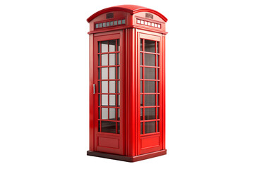 Classic red telephone booth isolated on transparent background, a symbol of london, england, and british culture and communication