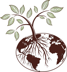 Hand-drawn vector illustration of an apple tree with leaves, a natural and organic design symbolizing fresh growth and eco-friendly art