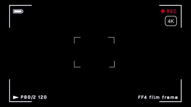 Camera recording screen overlay ,Dslr camera frame viewfinder m 4K camcorder interface for video cameras.