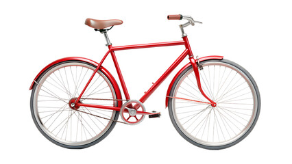 Red vintage bicycle isolated on transparent background, a classic mode of transportation for urban travel and stylish leisure activity