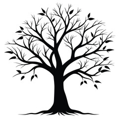 Obraz premium Striking Silhouette of a Tree with Sparse Leaves and Prominent Roots Design