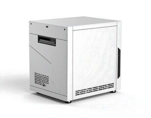 Modern White Portable Appliance, Rear View, Industrial Design.