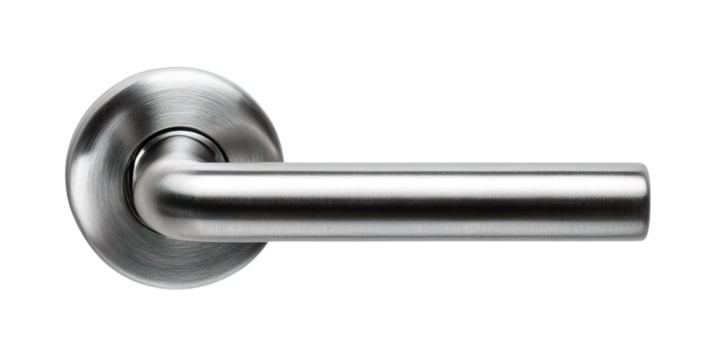 A sleek, modern stainless steel door handle showcasing contemporary design. transparent png