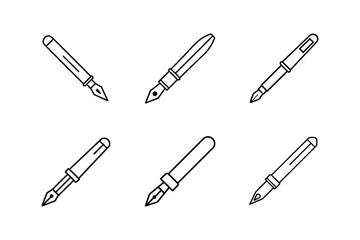 fountain pen line art vector illustration
