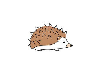 A simple, cartoon-style illustration of a hedgehog, displaying a light brown color for the spines and a white underbelly.
