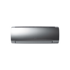 Silver split air conditioner unit isolated on a transparent background
