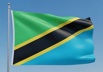 Tanzanian flag waving
