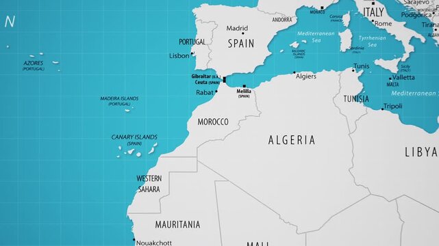 Morocco on the World Map with Animated National Flag