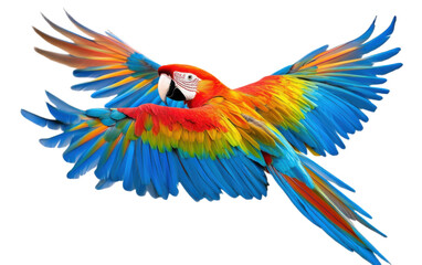 Fototapeta premium Colorful parrot flying on white background,png